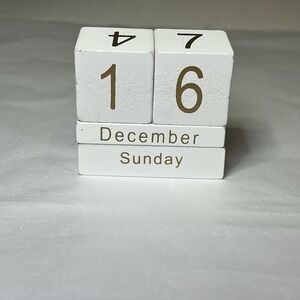 Perpetual Calendar Desktop Blocks -Gold And White - 4.5"x4"x2.25" Blocks Only